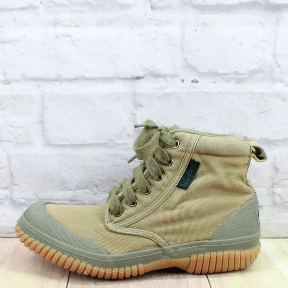 LL Bean Green Canvas Lace Up Casual Ankle Sneakers Shoes Size 7 Medium - Picture 1 of 9